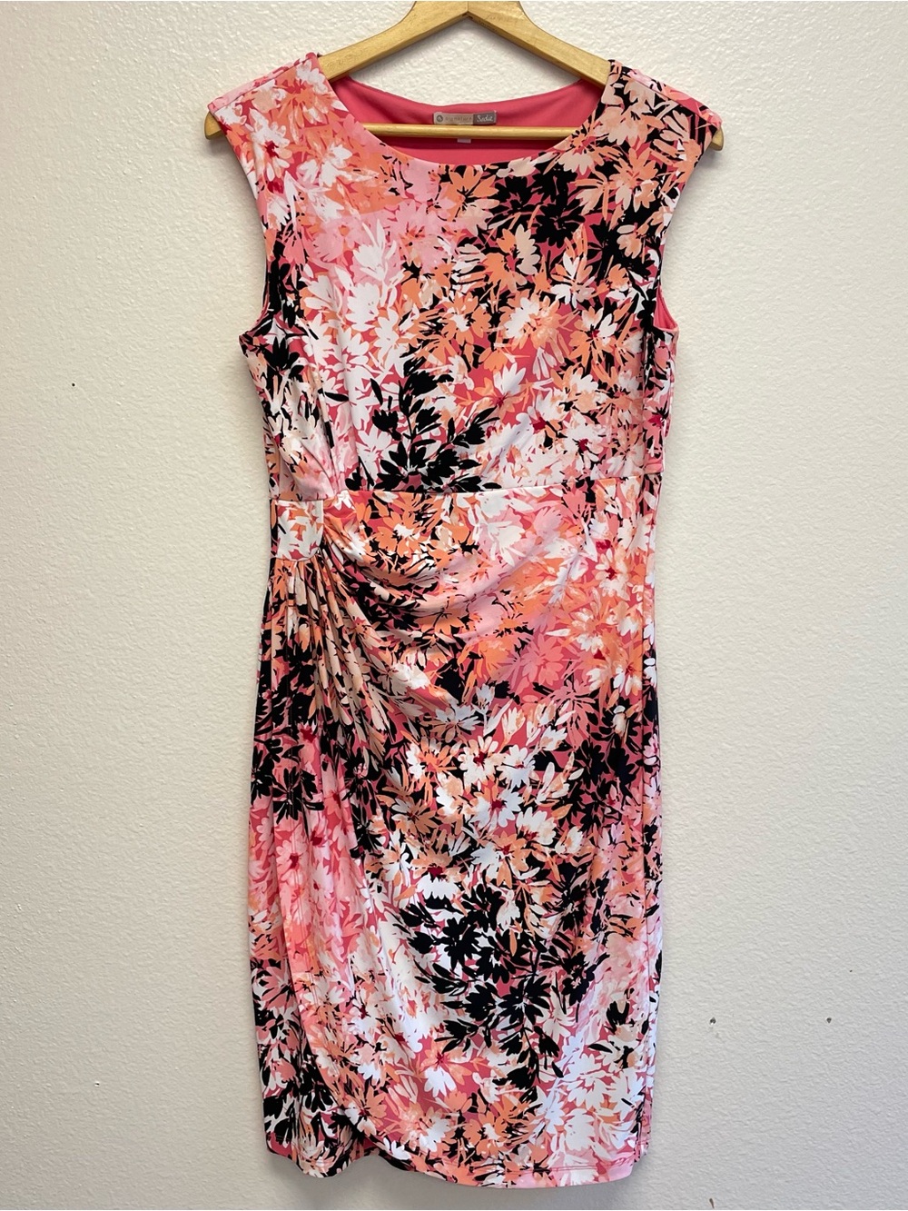 Dress Barn Signature Sadie Womens Size 10 Floral Gathered Knee Length Sleeveless